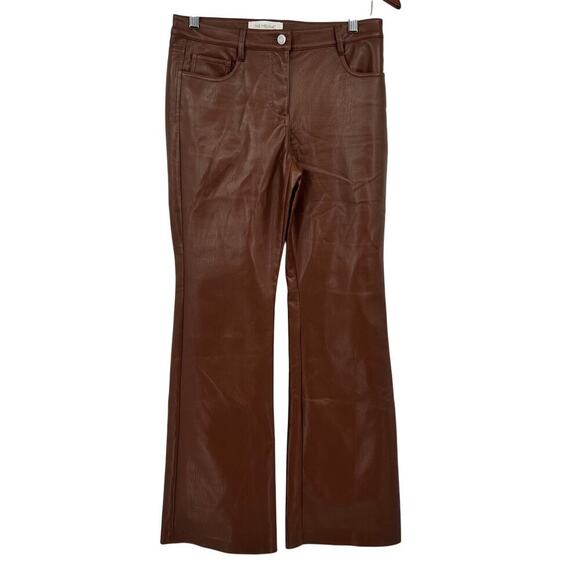 Aritzia Wilfred The Melina Faux Leather Straight Leg Pants Cognac Brown size 6 - Picture 3 of 12